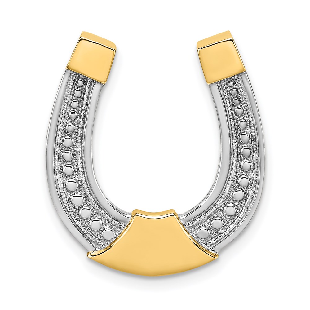 K9175.jpg 14k and White Rhodium Horseshoe Chain Slide Charm - Image 1