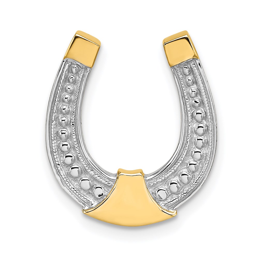 K9176.jpg 14k and White Rhodium Horseshoe Chain Slide Charm - Image 1