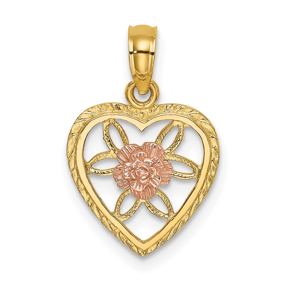 K9184.jpg 14k Two-Tone Flower in Heart Charm - Image 1
