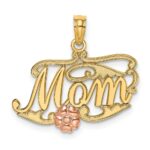 14k Two-Tone MOM Script with Flower Charm