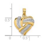 14k and White Rhodium Textured Heart Charm - Image 3