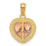 14k Yellow and Rose Polished Heart Beaded Charm - Image 4
