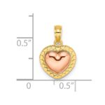 14k Yellow and Rose Polished Heart Beaded Charm - Image 3