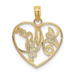 14k with White Rhodium Textured Heart with MOM Charm - Image 4