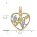 14k with White Rhodium Textured Heart with MOM Charm - Image 3