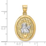 14K and White Rhodium Oval Cherub with Heart Oval Charm - Image 3