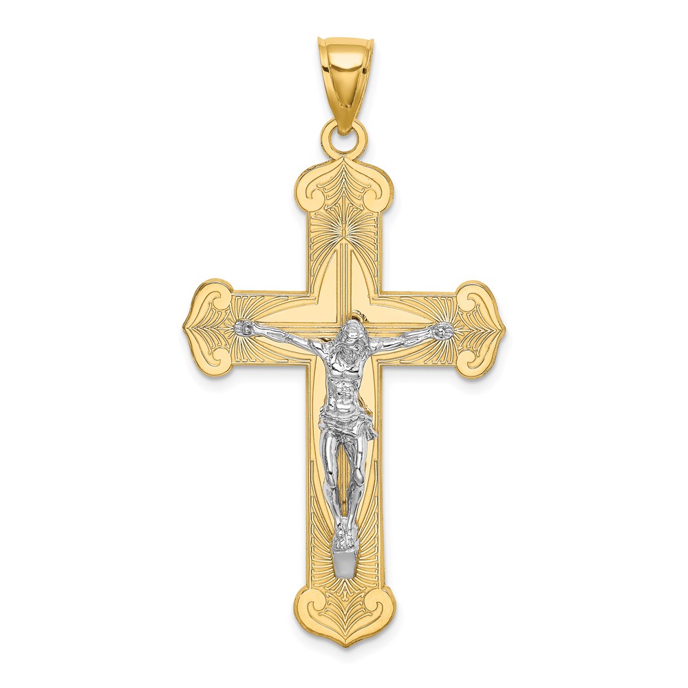 K9217.jpg 14K Two-tone Textured Crucifix Charm - Image 1