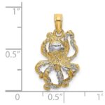 14K with White Rhodium Textured Octopus Charm - Image 3