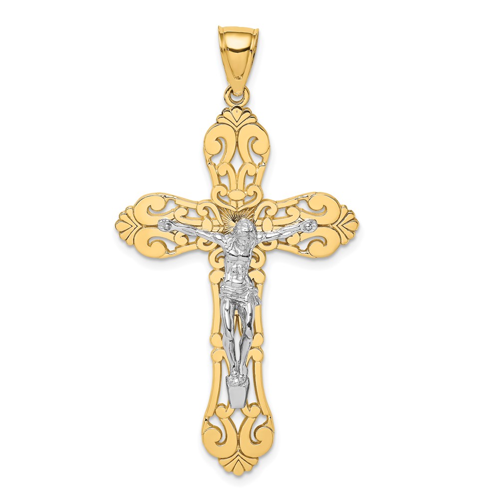 K9224.jpg 14K Two-tone Filigree Crucifix Charm - Image 1