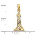 14K and White Rhodium 3-D Lighthouse Charm - Image 3