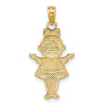 14K Textured with White Rhodium Girl Charm - Image 4