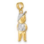 14K Textured with White Rhodium Boy Charm - Image 5