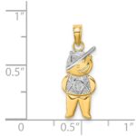 14K Textured with White Rhodium Boy Charm - Image 3