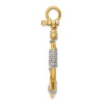14K and White Rhodium 3-D Large Anchor with Wrapped Rope Charm - Image 2