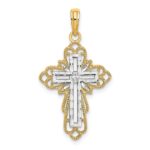 14K with Rhodium Lace Trim Cross Charm