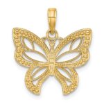 14k and White Rhodium Butterfly with Beaded Wings Charm - Image 4