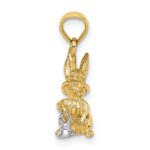 14k Two-Tone Moveable 3-D Bunny Rabbit with Bell Charm - Image 2