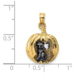 14k and Rhodium 3-D Jack-o-Lantern with Enameled Black Cat and Moon Charm - Image 4