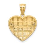 14k and White Rhodium Diamond-cut Grid Heart Charm - Image 4