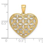 14k and White Rhodium Diamond-cut Leaves In Heart Charm - Image 3