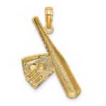 14K Baseball Bat With White Rhodium Ball Charm - Image 4