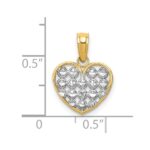 14k and White Rhodium Diamond-cut Heart Charm - Image 3