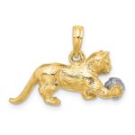 14k Two-Tone 3-D Cat Playing with Moveable Ball Charm - Image 4