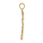 14K and White Rhodium Diamond-cut Cross Charm - Image 2