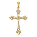 14K with White Rhodium Diamond-cut Edges Cross Charm