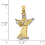 14k and White Rhodium 3-D Angel Playing Flute Charm - Image 3