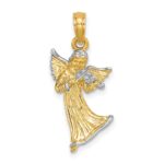 14k and White Rhodium 3-D Angel Playing Violin Charm