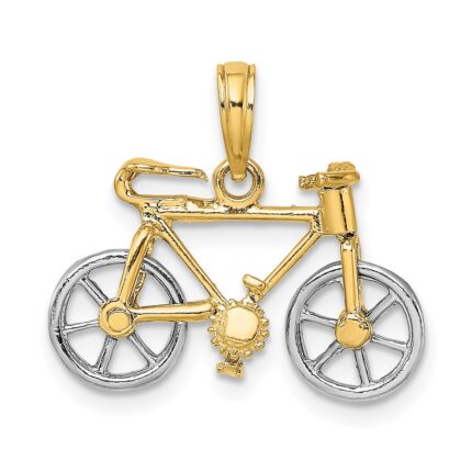 14k Two-tone 3-D Bicycle with Moveable Tires Charm
