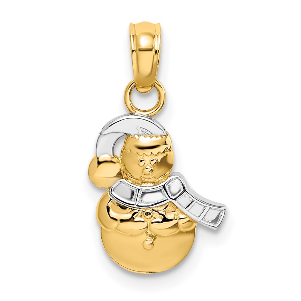 K9363.jpg 14k and White Rhodium Snowman Charm - Image 1