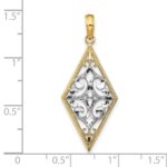 14k and White Rhodium Diamond-Shape Cut-Out Filigree Charm - Image 3