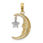 14k Two-Tone Half Moon with Moveable Dangle Star Charm - Image 3