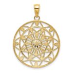 14K and White Rhodium Diamond-cut Medallion Pendant - Image 4
