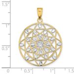 14K and White Rhodium Diamond-cut Medallion Pendant - Image 3