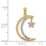 14k Two-tone with White Rhodium Moon with Moveable Star Charm - Image 4