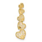 14K Two-tone Polished Filigree Vertical Hearts Chain Slide - Image 4