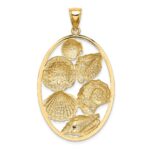 14k with White Rhodium Shell Cluster In Oval Frame Charm - Image 4