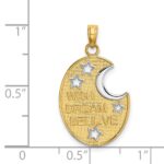 14k and White Rhodium WISH DREAM BELIEVE Moon and Stars Charm - Image 4