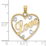 14k and White Rhodium LOVE with Hearts Pendant - Image 3