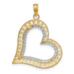 14k and White Rhodium Diamond-cut Large Tilted Heart Charm - Image 4