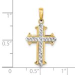 14K and White Rhodium Diamond-cut Cross Charm - Image 3