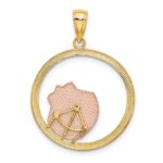 14K Two-tone and White Rhodium Scallop Shell In Circle Charm - Image 4