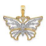 14k and White Rhodium Diamond-cut Butterfly Charm