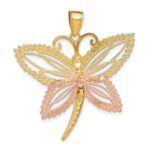 14k Two-tone with White Rhodium Dragonfly with Diamond-cut Wings Pendant - Image 4