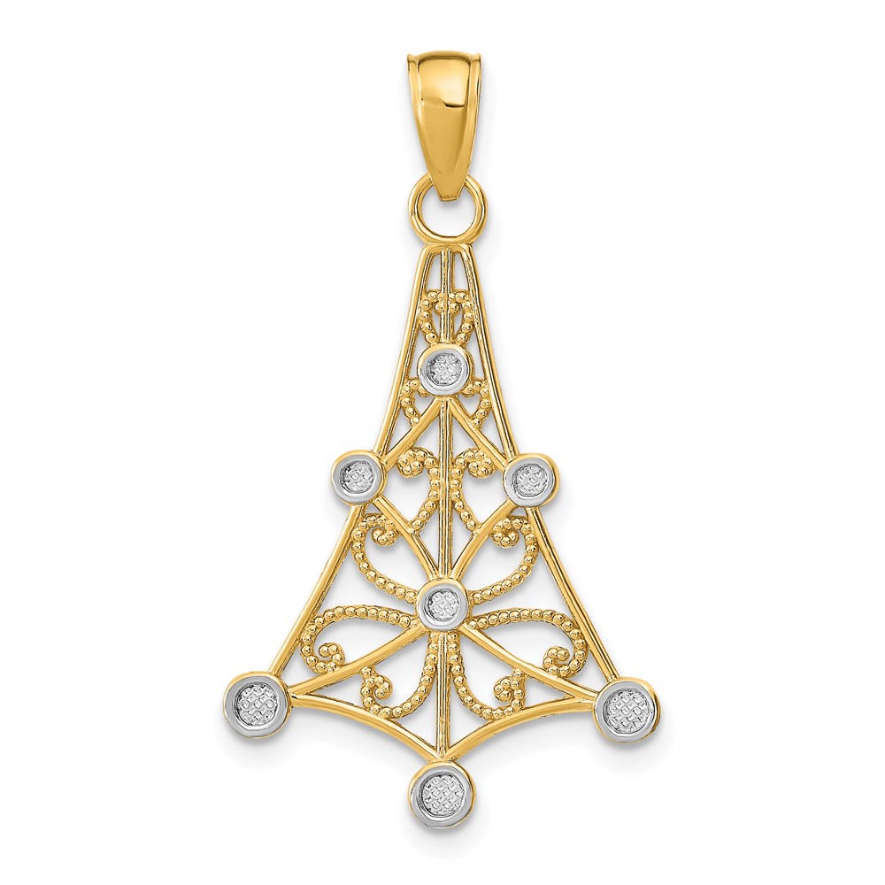 K9446.jpg 14k and White Rhodium Textured Chandelier Charm - Image 1