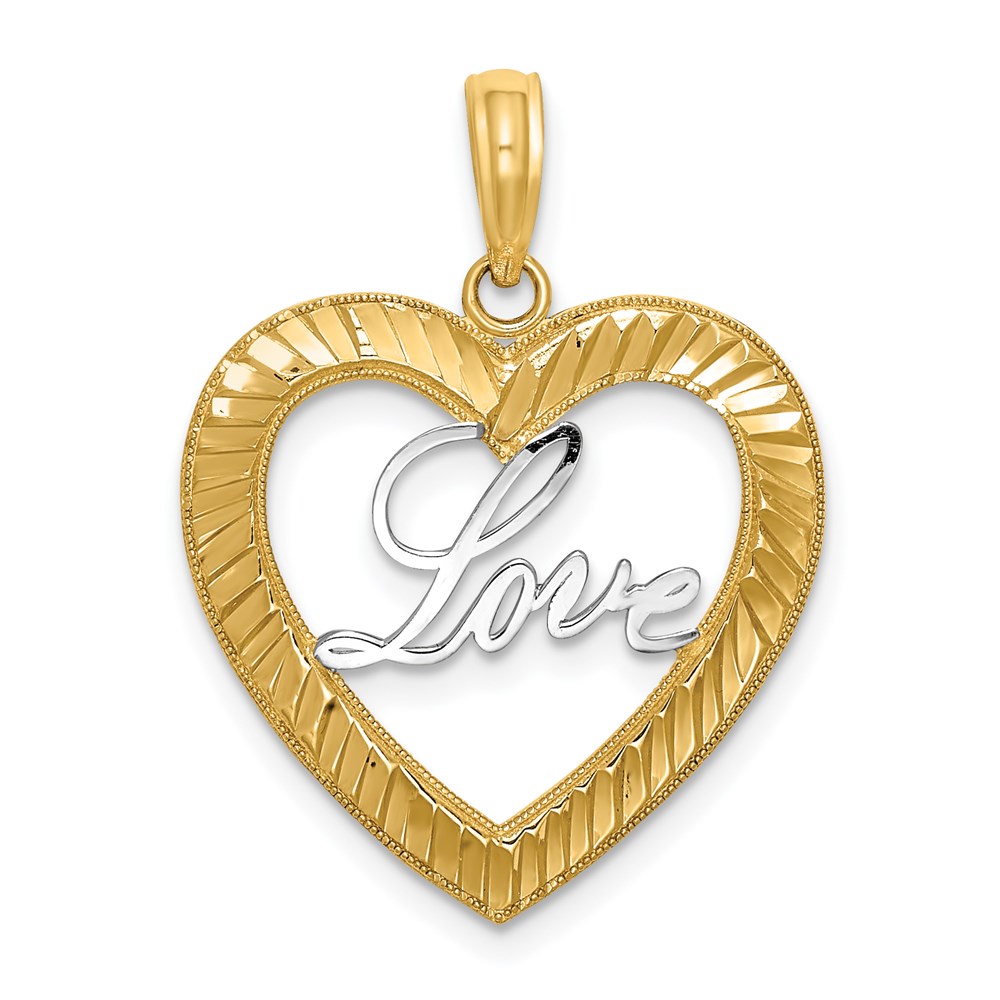 K9452.jpg 14k and White Rhodium Diamond-cut LOVE Heart Pendant - Image 1