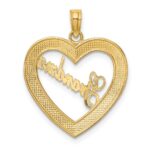 14k with White Rhodium Diamond-cut GRANDMA Heart Charm - Image 4